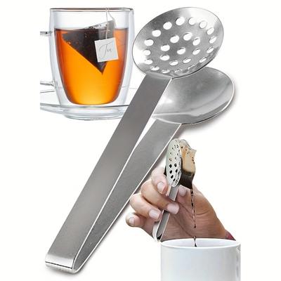 1 Stück, Edelstahl Teebeutel Ausdrücker, Zange Sieb Griff Zuckerzange Teeblatt Sieb