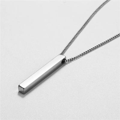 Collar geométrico rectangular de moda para hombre, estilo hip-hop, retro, tridimensional, con colgante de 2 mm, joyería masculina dominante.