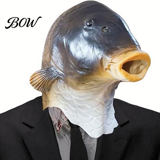 Detailed Fish Face Mask for Halloween Funny Head Mask, Realistic Latex Carp Cosplay Prop, Animal Elastic Full Coverage Costume Party Prank,