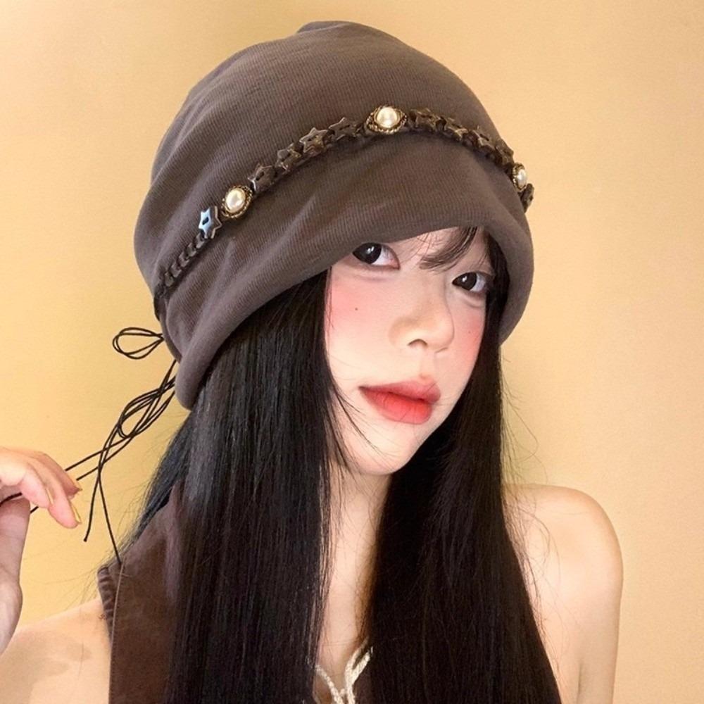 Vintage Beanies Cap Ethnic Style Pullover Hats Fashion Y2k Baggy Cap Women