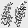 20 Stück 3D Schmetterling Transparent Schwarz Aufkleber Holografische Laser Abziehbilder für Heim Zimmer Geburtstagsfeier Deko DIY Navidad Zubehör