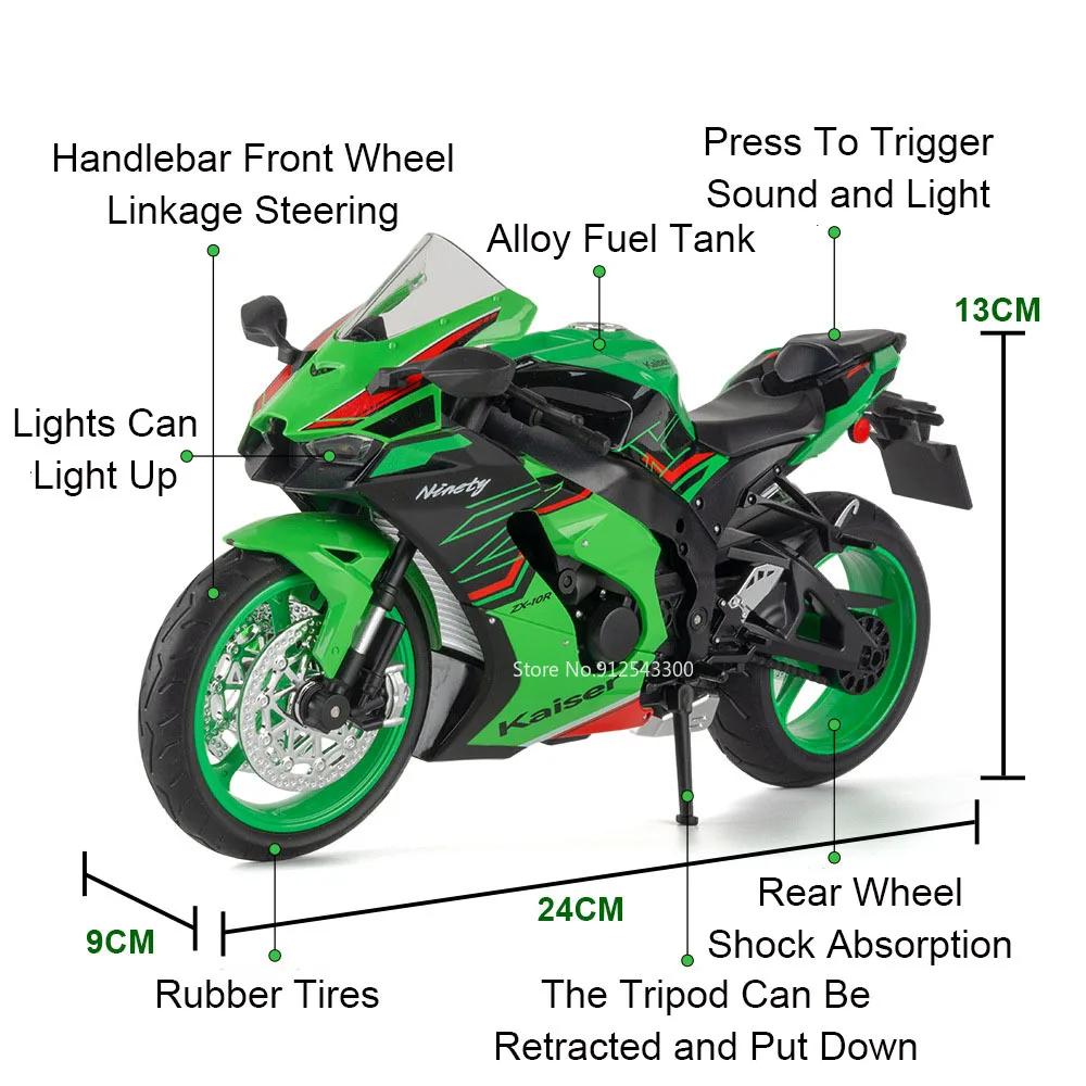 1:9 Honda CBR1000 Kawasaki ZX-10R Motorcycle Model Toy Alloy Diecast Wheel Steering Shock Absorption Models for Boys Gifts