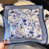 Luxury Floral Square Scarf For Women Elegant Ladies Hijab Neckerchief Shawl Soft Stain Imitation Silk Scarves For Travel Beach