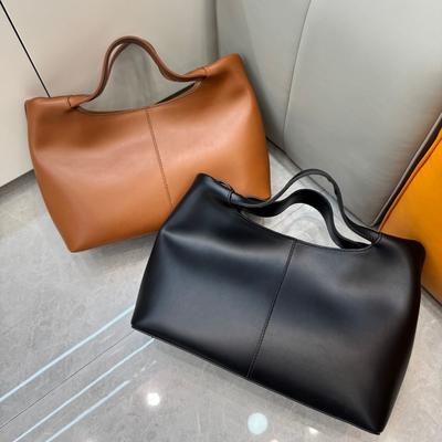 2025 Cross-border First-layer Cowhide Retro Large-capacity Magnetic Tote Bag Handbag Commuter Versatile Messenger Bag Bag Woman