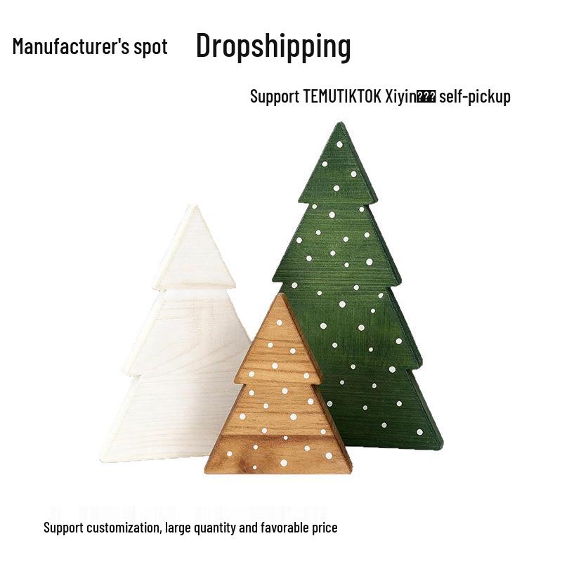 

In-Stock Wooden Christmas Tree Desktop Ornament for Window Display 12324