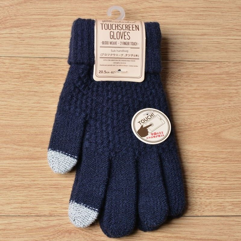 

New Arrival Cashmere-like Knitting Gloves Women s Jacquard Touch Screen Heattech Fashion Winter Gloves Matching Upper Cyan One size