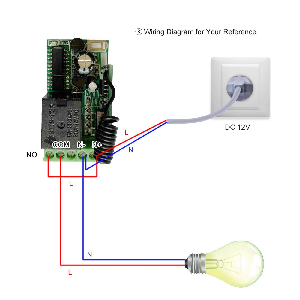 43300CMhz   12V   RF Remote Control   Relay Receiver Module   1CH Wireless Control   + 1PCS RF 433 Mhz Transmitter Remote Contro