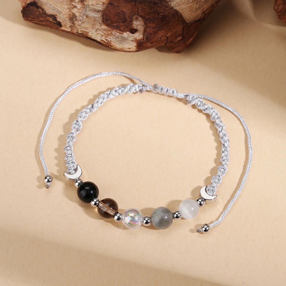 Quartz Jewelry Moon Phase Bracelet Moon Phases Faux Bracelet Adjustable Natural Protection Beaded Bracelet Anxiety Stress Relief