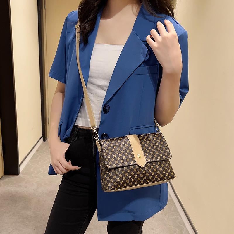 Printed contrasting color shoulder messenger women's bag stylish simple versatile bag