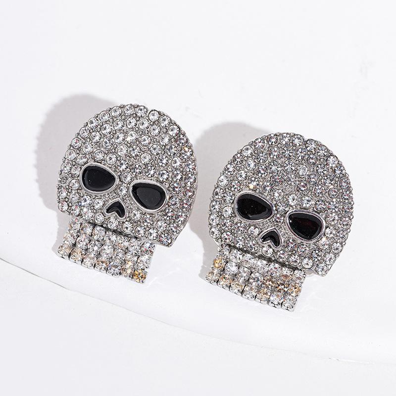 Halloween Earrings Diamond Skull Alloy Ornaments Pumpkin Head Witch Earrings Bat Earrings