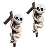 2Pcs Climbing Skeleton Figurine Flower Pot Hanger Mini Skeleton Halloween Resin Skeleton Ornament for Bonsai Planter Edge Decoration