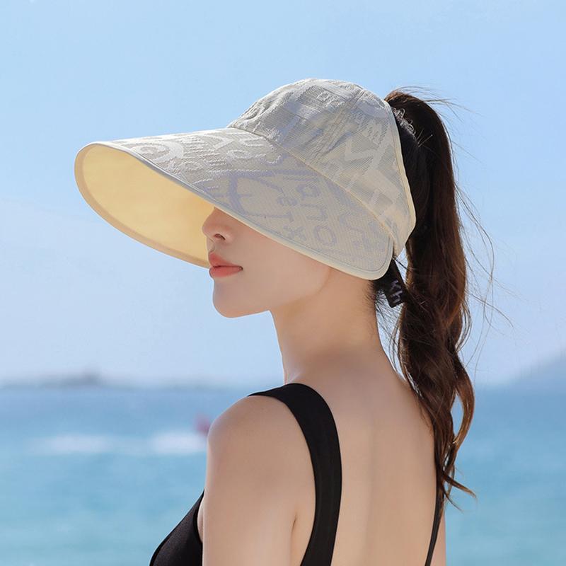 Femei Vară Dantelă Top Gol Șapcă Protecție Solară Bor Largă Anti-UV Pălărie Coadă de Cal Pentru Doamnă Călătorie în Aer Liber Plajă Vizieră Pălărie Pescar