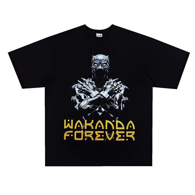 Black Panther Oversized Cotton TShirt Y2K Streetwear Retro Harajuku Casual Fashion Hip Hop Short Sleeve Top for Men Women 2XL