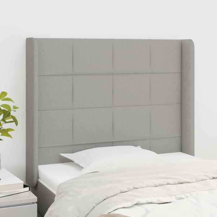 VidaXL Tête de lit avec oreilles Gris clair 103x16x118-128 cm Tissu3119570