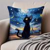 Starry Sky Art Cat Cushion Cover Pillowcase Anti-Dustmite Invisible Zipper Short Plush Sofa Cushion