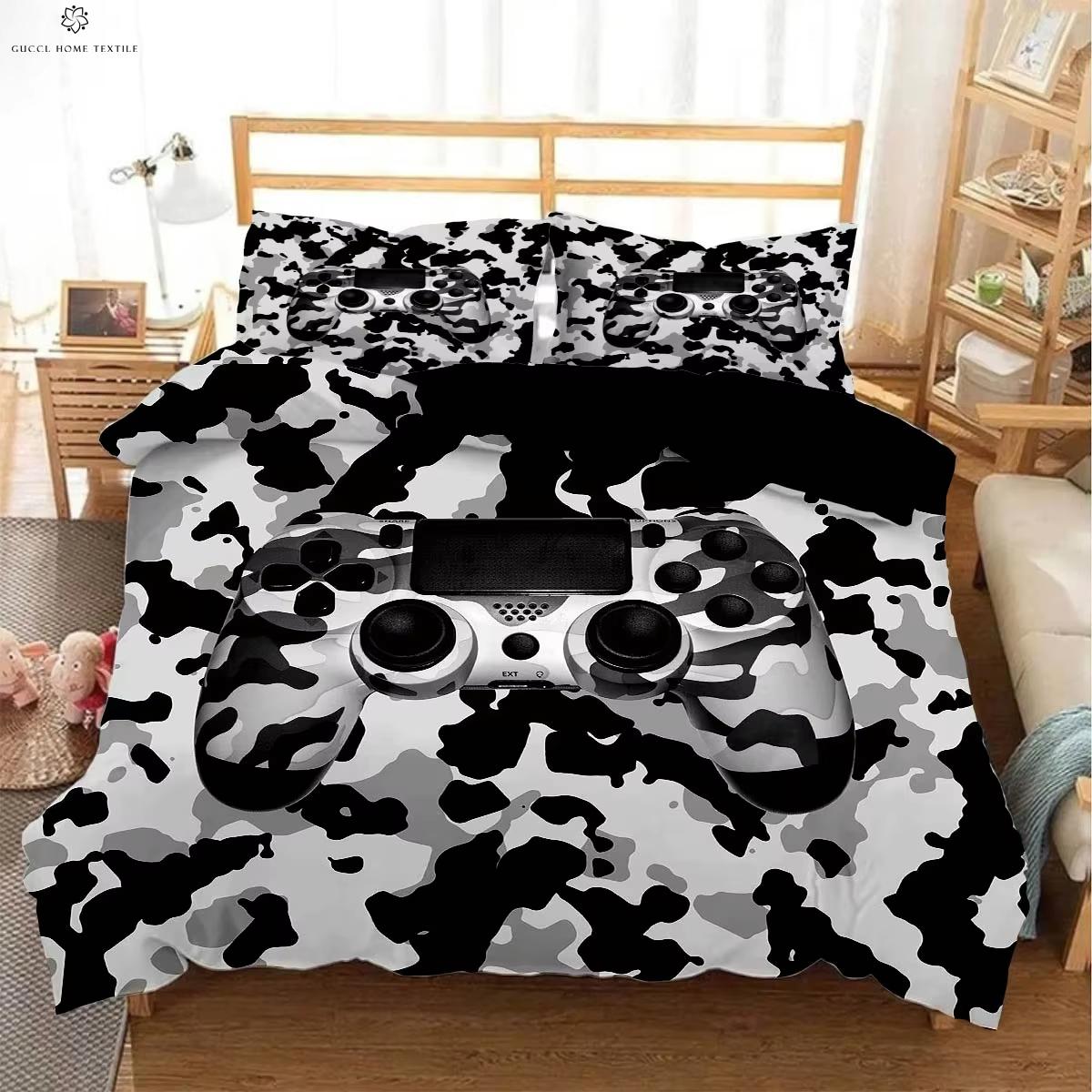 

Game Controller Printed Duvet Cover Queen King Size Esports Bedding Set Quilt Cover Pillowcase Kids Gift 3-Piece Set With Zipper EU Single(135x200cm)