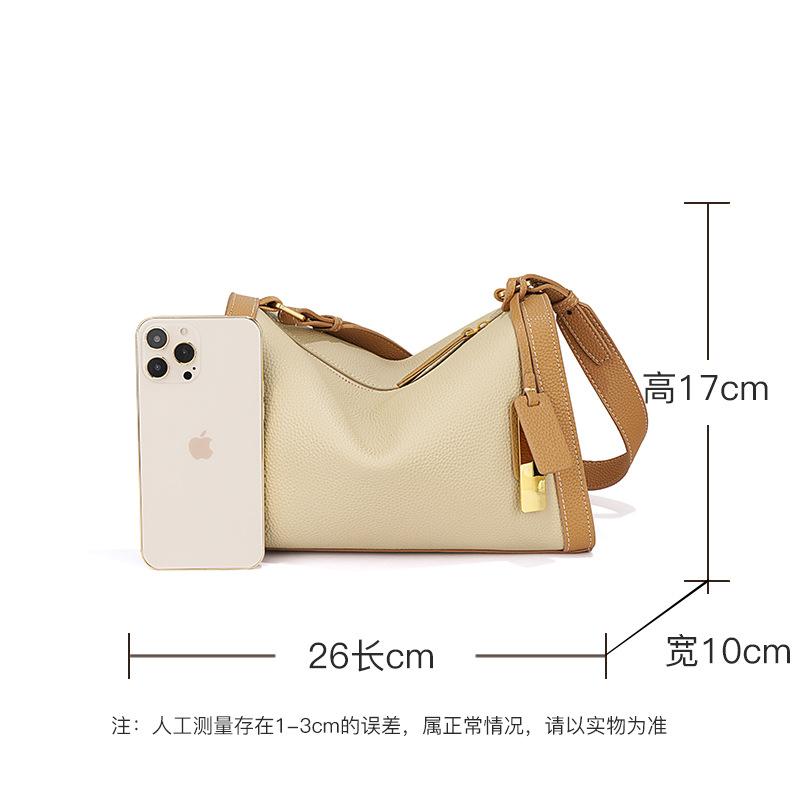 Crossbody genuine leather pillow bag, underarm bag, women's shoulder bag, high-end top-layer cowhide bag, bucket bag