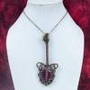 Faceted Kashmir Ruby Gemstone Pendant Copper Wire Wrapped Guitar Design Pendant