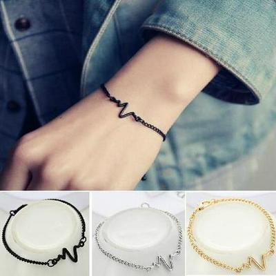 E064 Korean Minimalist ECG Lightning Couple Bracelet