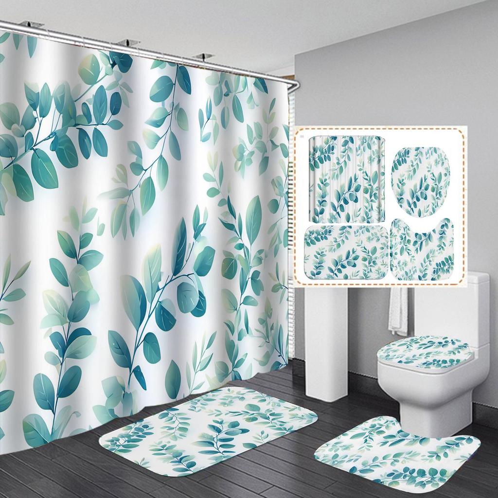 Xiyin Waterproof High Definition Shower Curtain Set - Four-Piece, No-Drill Partition for Bathroom or Hotel.