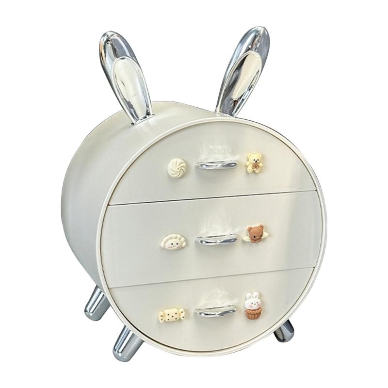 Jewelry Stationery Desk Organizer Cosmetics Storage Rack with Pull Out Drawers Multiurpose Makeup Tool Holder Shelf