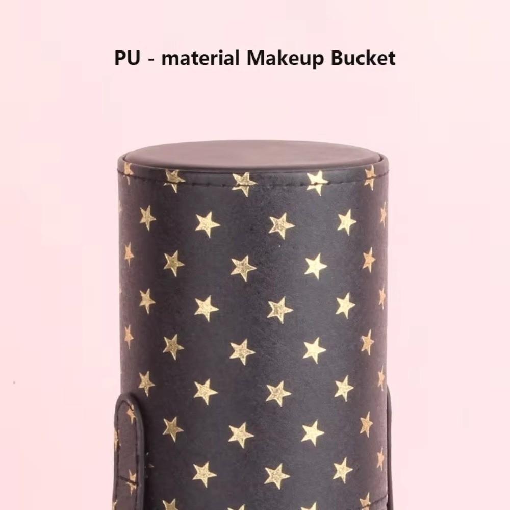 PU Leather Makeup Brush Bucket Waterproof Cosmetic Bag Portable Storage Box  Travel
