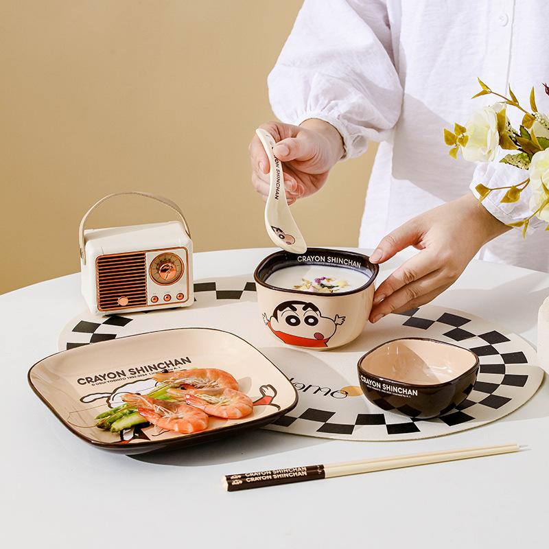 Cute Cartoon Square Bowls Student Children Fruit Tableware Ceramics Material Primary School Special Tablewares Kids Rice Bowl