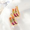 Cute Female Colorful Zircon Stone Hoop Earrings Unique Gold Color Bridemaids Gifts Wedding Jewelry For Women