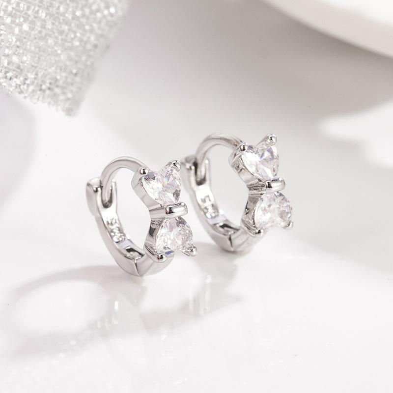 Bow Zircon Earrings, Earrings, Women's Niche High-end Design, Fashionable and Sweet Earrings.