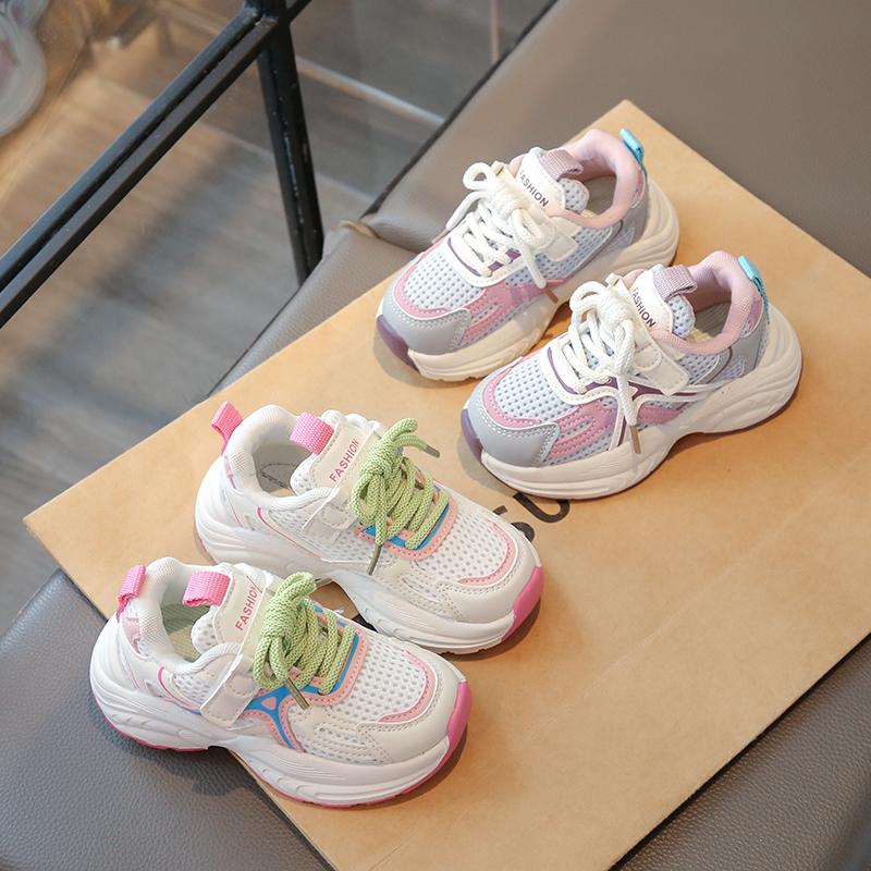 Students Running Shoes Air Mesh Breathable Kids Sports Shoes Non-slip Soft Sole 2025 Spring Autumn Children Sneakers Hook&loop