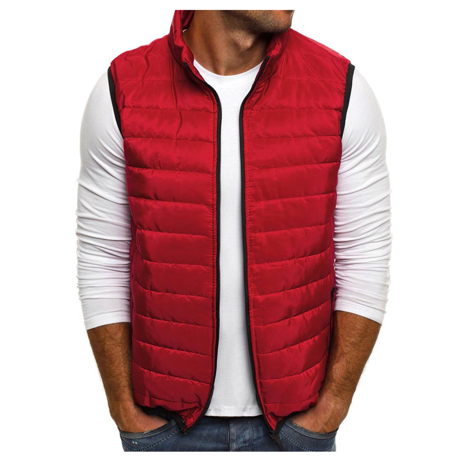 

Мужской зимний модный цветной жилет на молнии S красный