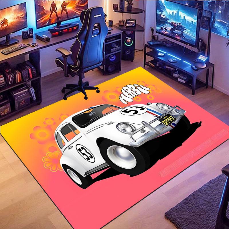 Classic Vintage Car Pattern Rug, Non-slip Rug, Suitable for Living Room, Bedroom, Game Room, Computer Room and Home Décor.