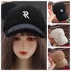 Double R Lammwolle Mütze Bestickte Plüsch Schirmmütze Mode Winter Baseballkappe Outdoor