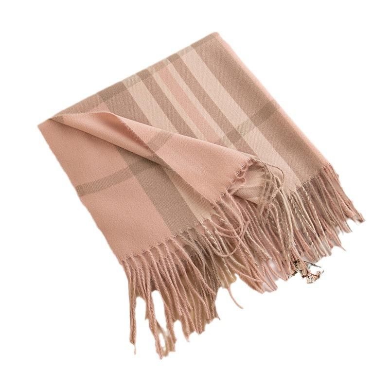 Plaid Imitation Cashmere Scarf Simple Literary Retro Scarf Fashionable and Elegant Shawl for Women Warm and Cold Proof Scarf