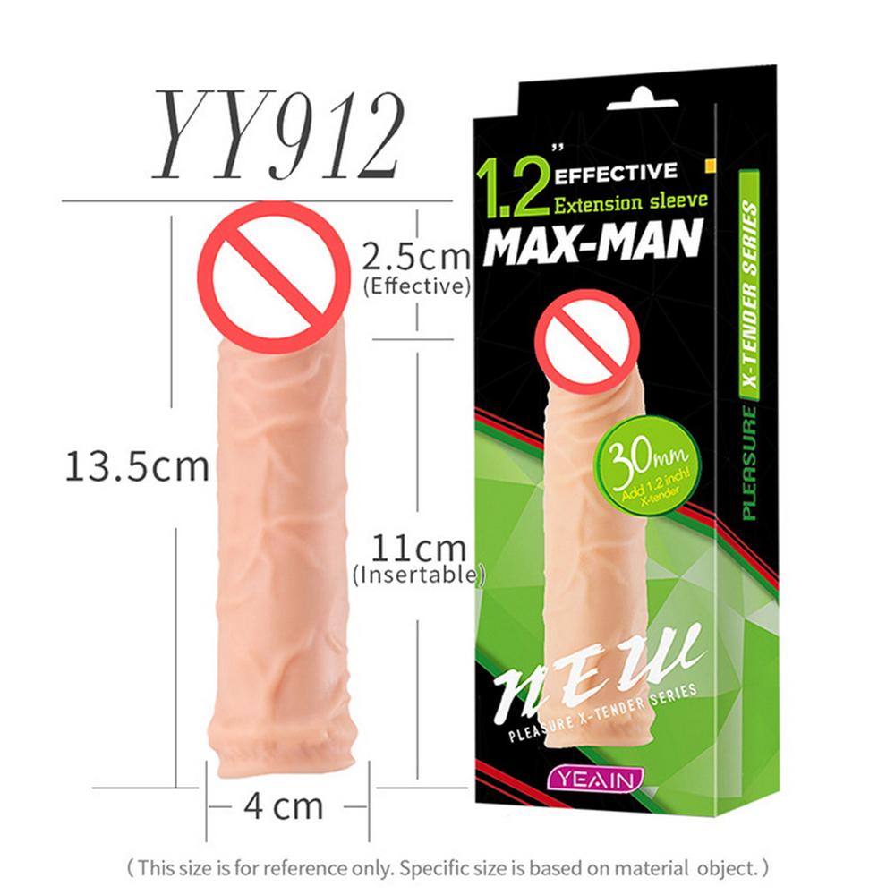 Reusable Penis Sleeve Extender Realistic Penis Condom Silicone Extension Sex Toy for Men Cock Enlarger Condom Sheath Delay