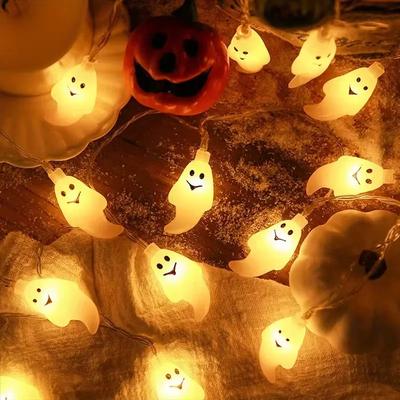 LED Halloween Ghost String Lights Battery Powered Indoor Outdoor Decorative Fairy Lights for Haunted House Party Yard Home Decor
