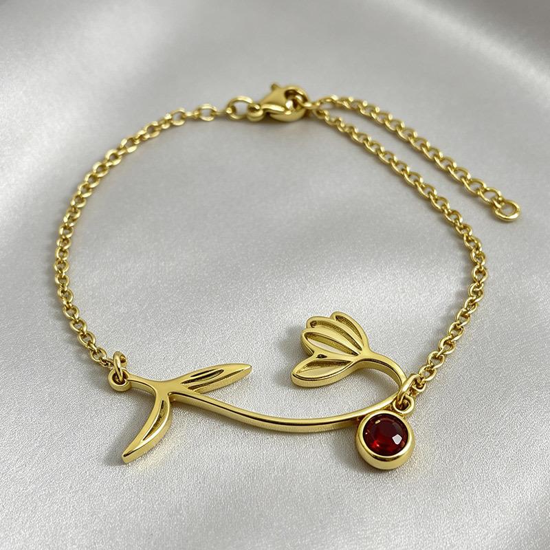 Artistic Retro December Birthday Flower Stainless Steel Bracelet Birthday Flower Pendant Jewelry Hand Chain