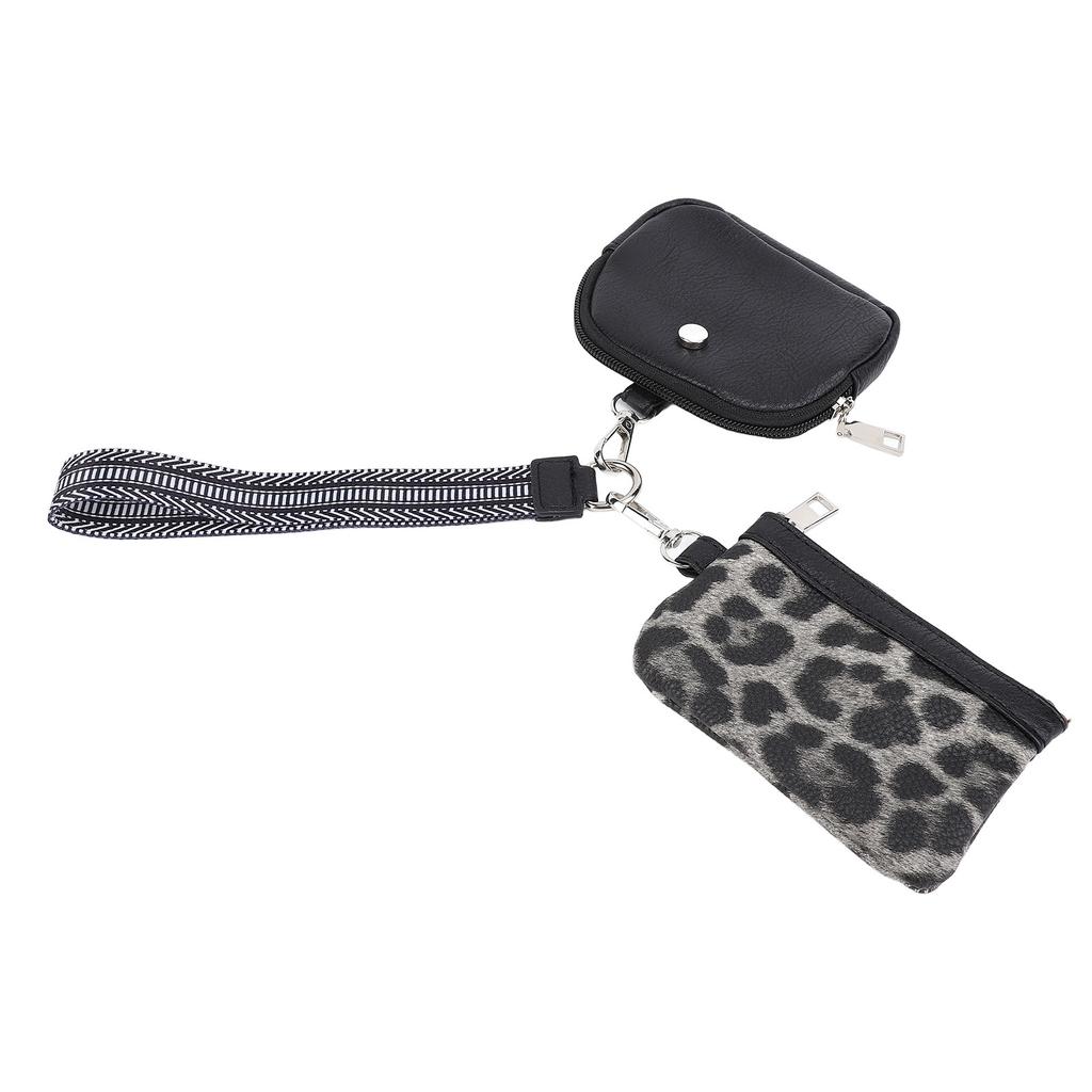 Mini Zip Wristlet Wallet Water Resistant Detachable Fashionable Dual Pouch Coin Purse Keychain for