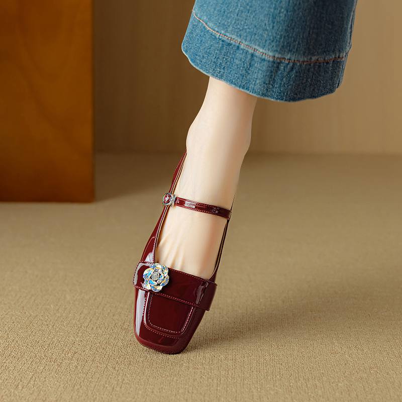 

Krazing Pot Летние туфли из овчины, размер 40, средний каблук, стразы, цветы, квадратный носок, элегантные, милые, туфли-лодочки 34 винный