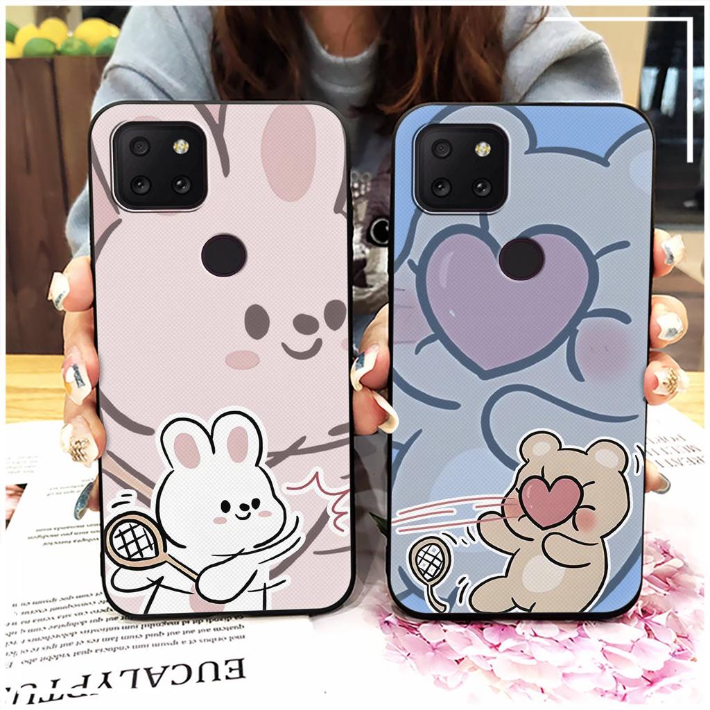 Anti-dust Silicone Phone Case For TCL T-Mobile Revvl 5G Cartoon Couple Full Wrap Dirt-resistant Anti-knock TPU Durable