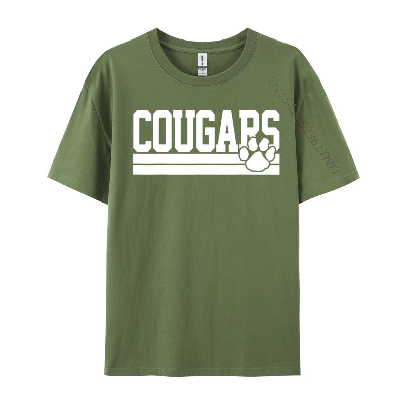 Cougars Schulsportgeist Europa Oberteile T-Shirts Für Erwachsene Baumwoll-Top T-Shirt Bedruckte Luxus-Designer-T-Shirts Vorherrschend