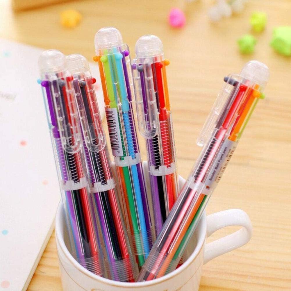 Multicolor Pens, 0.7mm 6-in-1 Multicolor Ballpoint Pen, 6-Color Retractable Ballpoint Pens for Office School Supplies