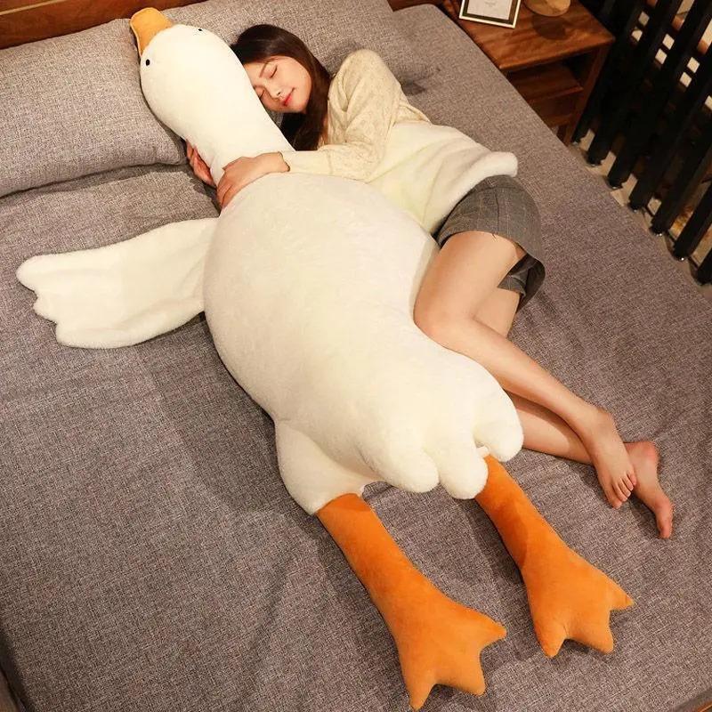 Peluche Oca Bianca Grande Cartone Animato 190 cm Cuscino per Dormire Kawaii Animali Simulati Realistici Sovradimensionato Morbido Bambola di Peluche Regalo per Bambine
