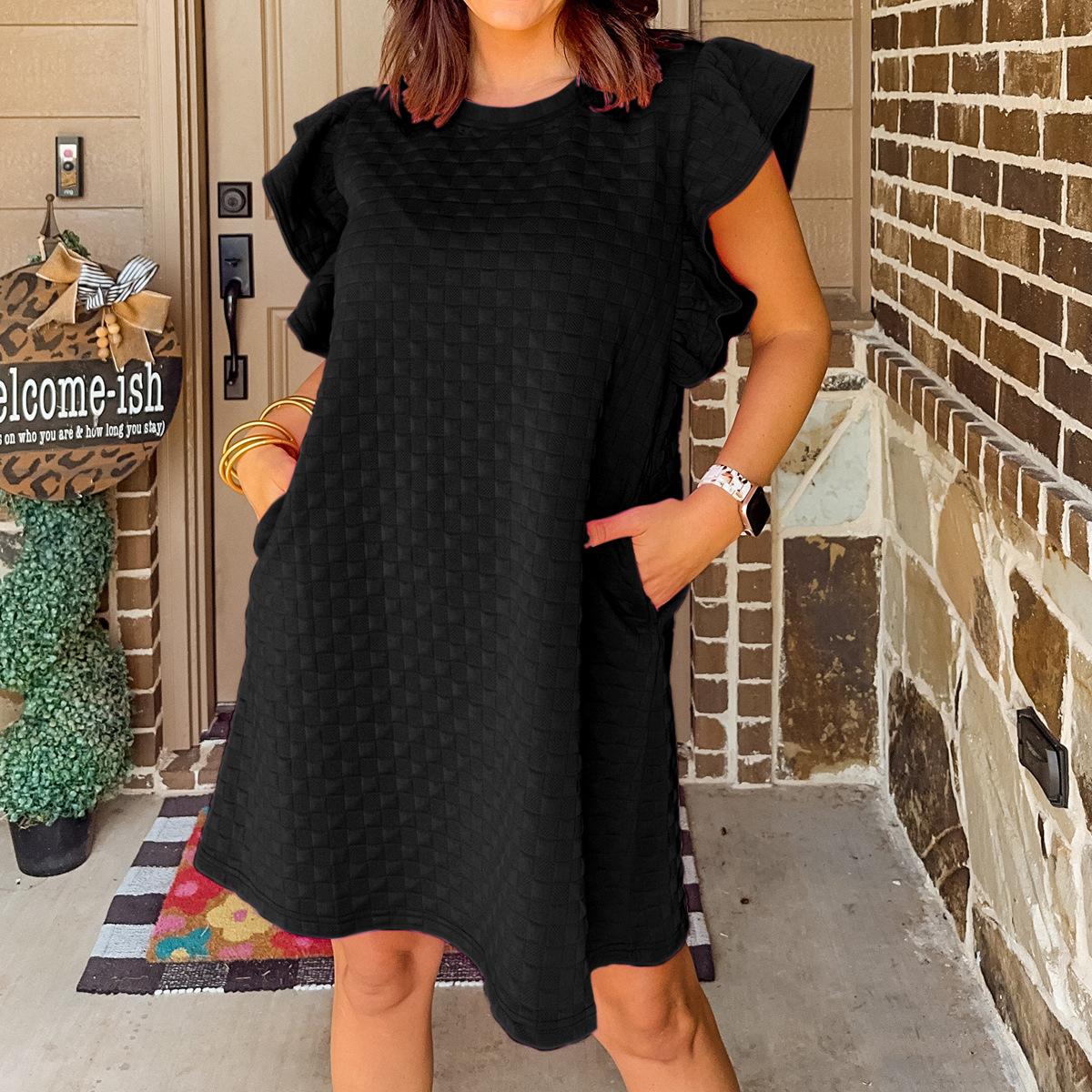 

Розовое цветочное платье А-силуэта с квадратным вырезом и 3D цветочной аппликацией, элегантное платье без рукавов L чёрный