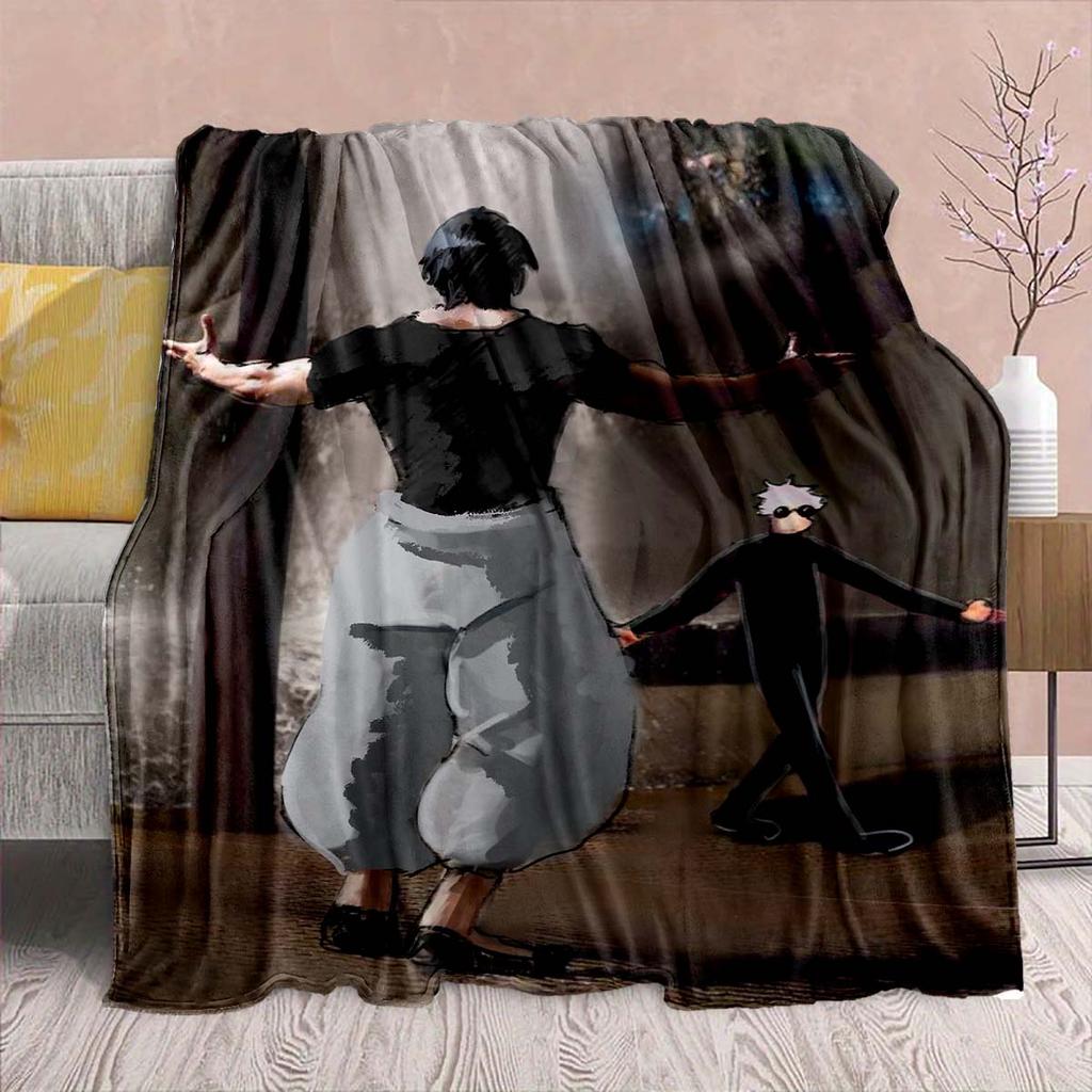 Jujutsu Kaisen Anime Flannel Blanket - Soft Warm Perfect for Sofa, Bedding Camping Travel Office Home Decor -QJY