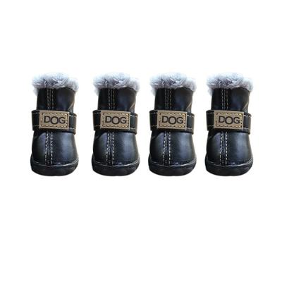 Fashion Warm Pet Snow Boots Waterproof Soft Winter Pet Dog Shoes Non Slip Plush/PU Dog Rainshoes for 4Pcs/Set Chihuahua