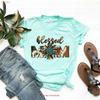 Womens Western Cow Hide Country Blessed Mom T Shirt Fit Tops Vintage Washed Breathable Homme Designer Clothes Slightly