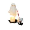 3D Printed Dog-Walking Ghost Decor Ornaments Creative Halloween Decorations Cute Funny Ghost Figurine Holiday Party Scenes