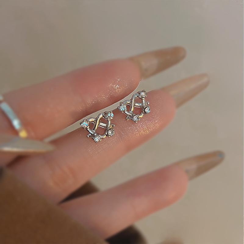 S925 Silver Stud Earrings Women's Ear Hole Earrings Niche Design Earbone Studs High-end Earrings