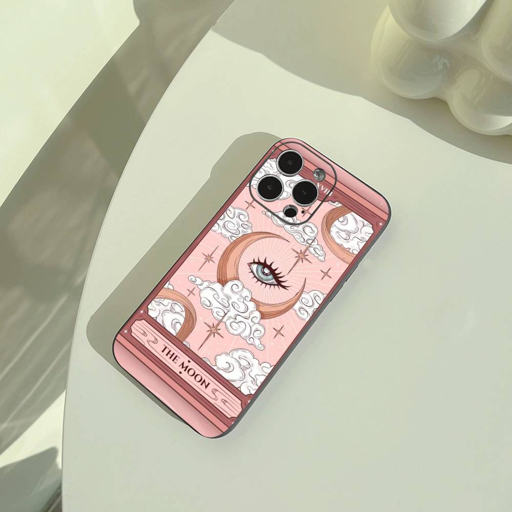Tarot Aesthetic Phone Case For iPhone 17,16,15,14,13,12,11 Pro Max, Lightweight and Practical Soft Black Cover